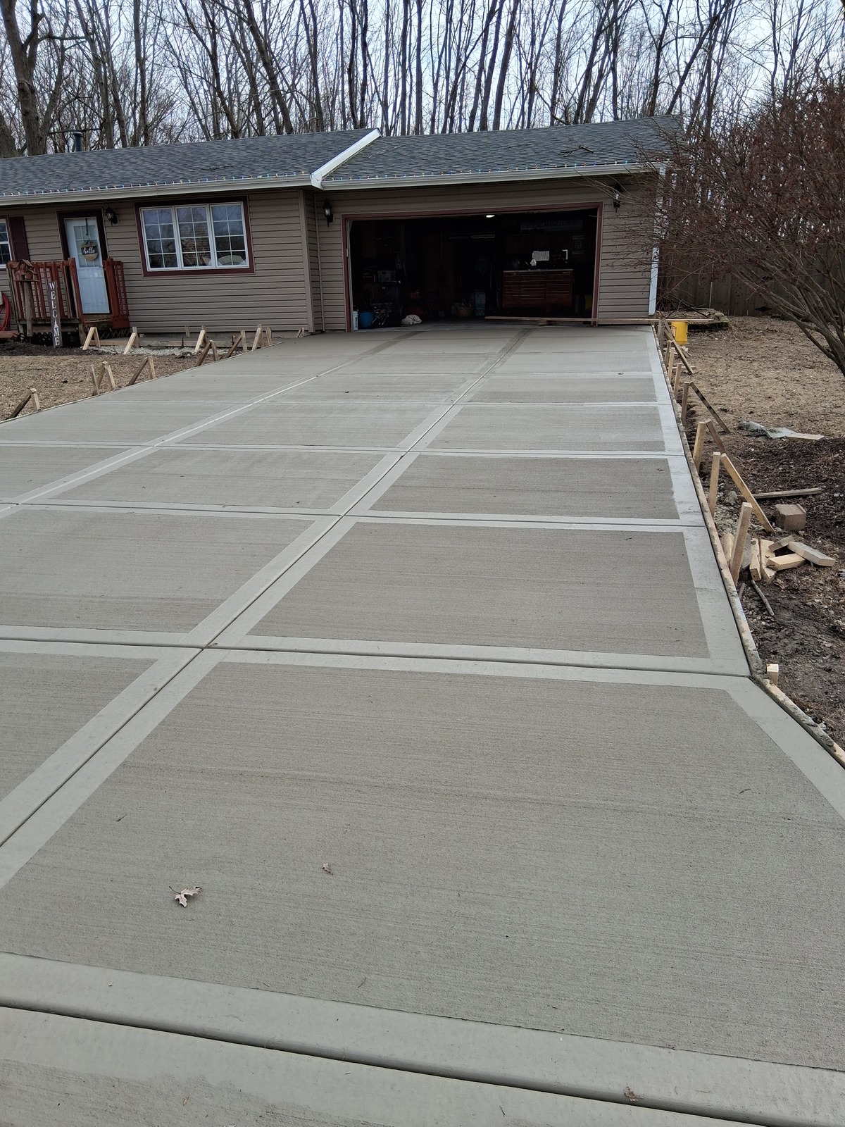 Finished concrete garage apron