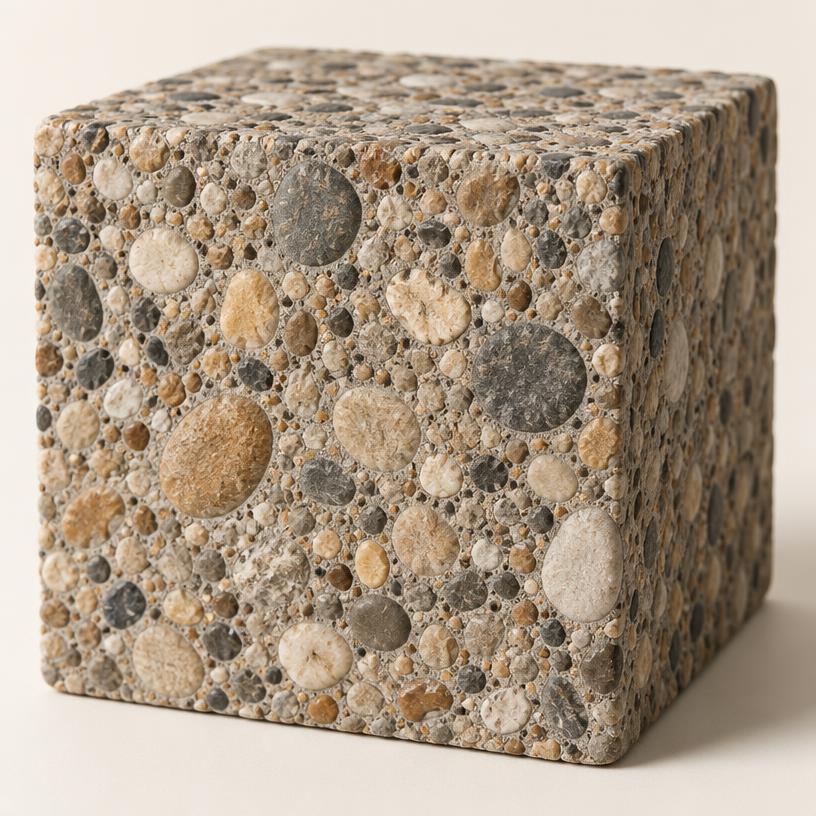 Exposed aggregate concrete surface close-up