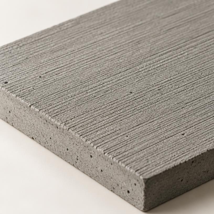 Close-up of a broom-finished concrete surface