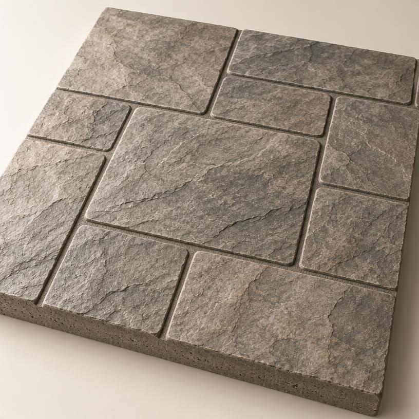 Stamped concrete stone pattern close-up