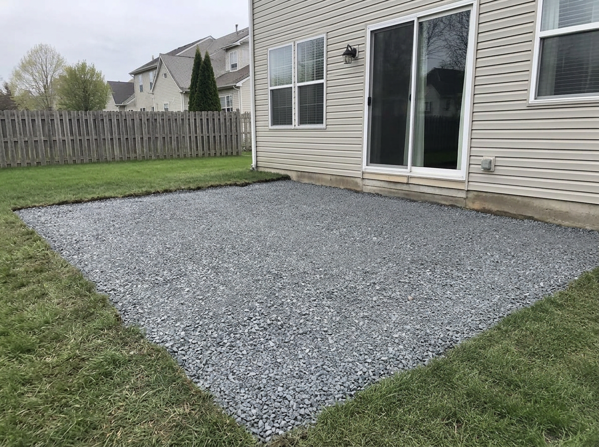 Compacted gravel base graded level in the excavated area